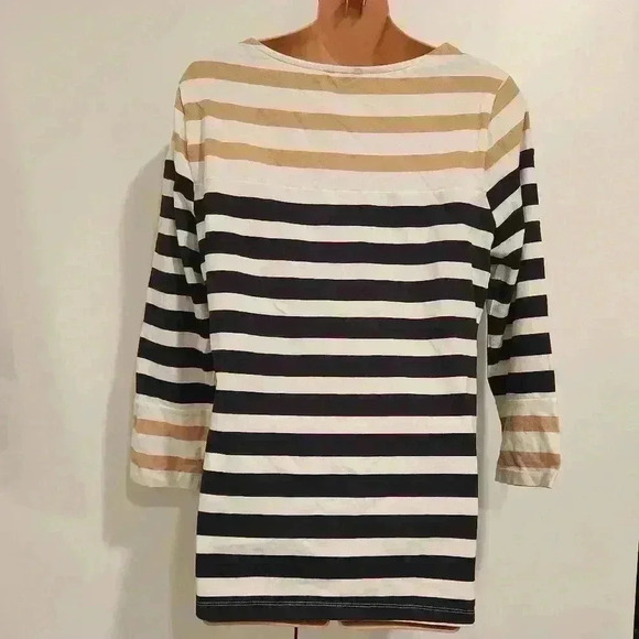 Nautica Cropped Sleeve Striped Button Detail Shirt - Picture 3 of 11